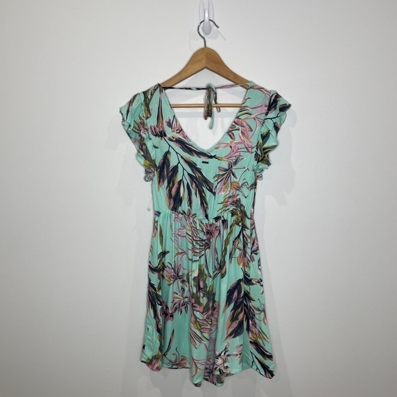 O’Neill Floral Turquoise V-Neck Dress with Pockets - Picture 5 of 8